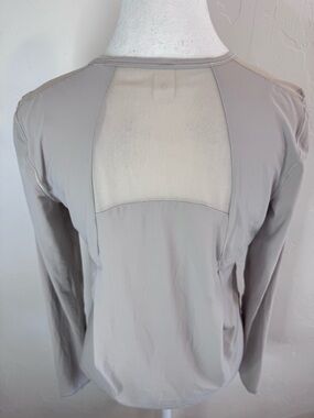Lululemon Athletica Sculpt Light Gray Mesh-Back Long Sleeve Top